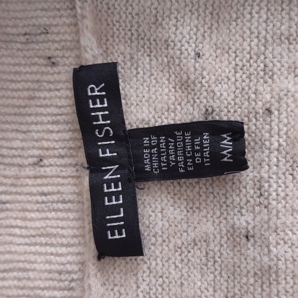 Eileen Fisher Size M Speckled Waterfall Organic Cotton Wool Blend Sweater - Picture 3 of 10